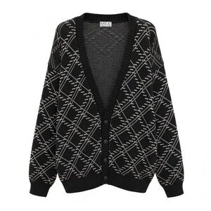 Vintage Area by Tag Mens Black Knit Grandpa Cardigan XL 90s Preppy Made in USA